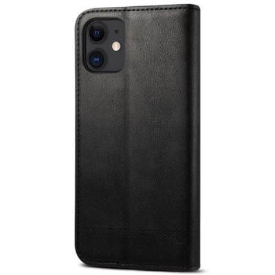Deluxe atverčiamas juodas odinis Apple iPhone 12 Mini dėklas - knygutė | Priedai.lt