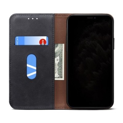 Deluxe atverčiamas juodas odinis Apple iPhone 12 Mini dėklas - knygutė | Priedai.lt