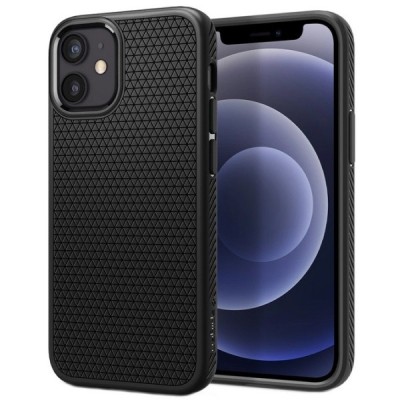 „Spigen“ Liquid Air Apple iPhone 12 Mini juodas kieto silikono dėklas | Priedai.lt