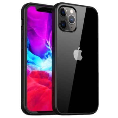 Apple iPhone 12 Mini „IPAKY“ Royal silikoninis skaidrus permatomas dėklas su juodu rėmeliu | Priedai.lt