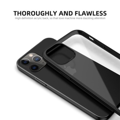 Apple iPhone 12 Mini „IPAKY“ Royal silikoninis skaidrus permatomas dėklas su juodu rėmeliu | Priedai.lt