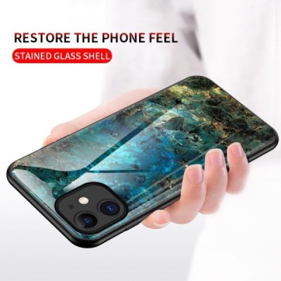 Apple iPhone 12 Mini „Marble“ kieto silikono TPU mėlynas dėklas - nugarėlė | Priedai.lt