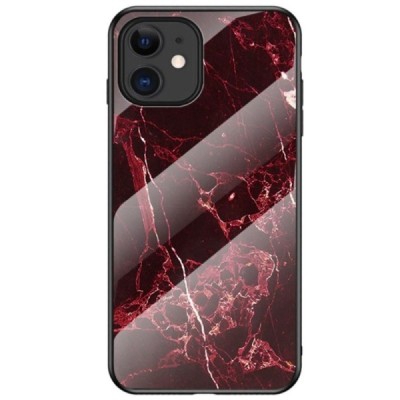 Apple iPhone 12 Mini „Marble“ kieto silikono TPU juodas / raudonas dėklas - nugarėlė | Priedai.lt
