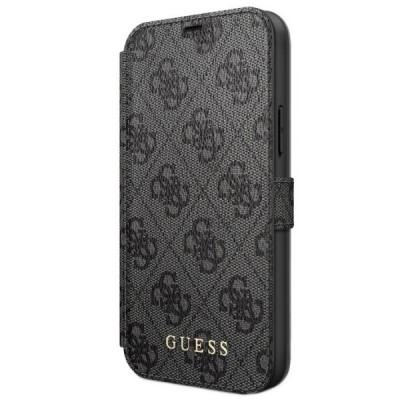 Apple iPhone 12 Mini Guess atverčiamas juodas odinis dėklas, knygutė - piniginė | Priedai.lt