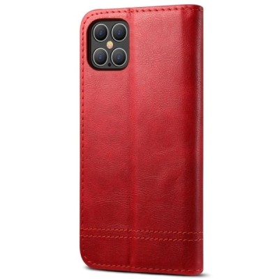 Deluxe atverčiamas raudonas odinis Apple iPhone 12 Pro Max dėklas - knygutė | Priedai.lt