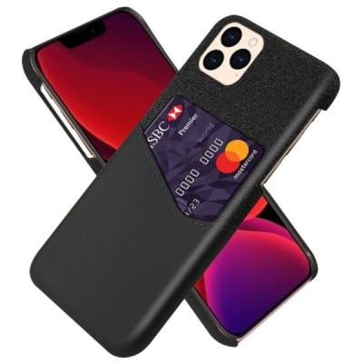 „KSQ“ Shell Apple iPhone 12 Pro Max juodas odinis dėklas - nugarėlė su kišenėle kortelėms | Priedai.lt