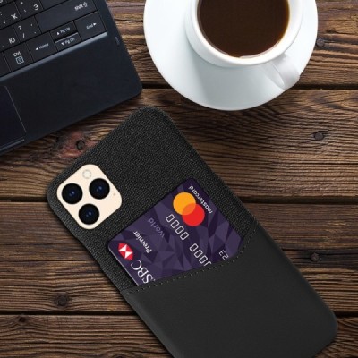 „KSQ“ Shell Apple iPhone 12 Pro Max juodas odinis dėklas - nugarėlė su kišenėle kortelėms | Priedai.lt