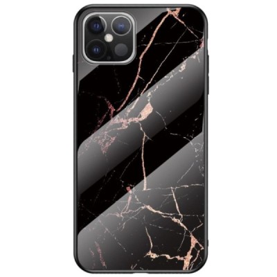 Apple iPhone 12 Pro Max „Marble“ kieto silikono TPU juodas / auksinis dėklas - nugarėlė | Priedai.lt