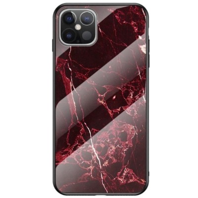 Apple iPhone 12 Pro Max „Marble“ kieto silikono TPU juodas / raudonas dėklas - nugarėlė | Priedai.lt