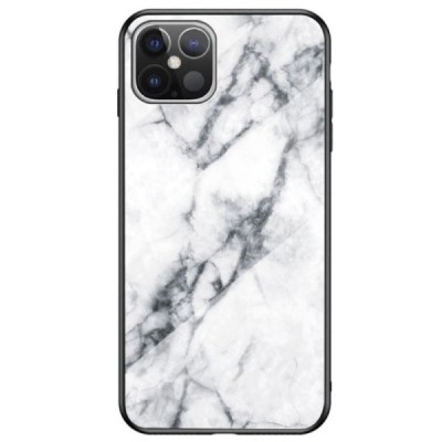 Apple iPhone 12 Pro Max „Marble“ kieto silikono TPU baltas dėklas - nugarėlė | Priedai.lt
