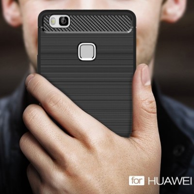 Huawei P9 Lite (Huawei Ascend P9 Lite, Huawei G9 Lite) „Carbon“ kieto silikono TPU juodas dėklas - nugarėlė | Priedai.lt