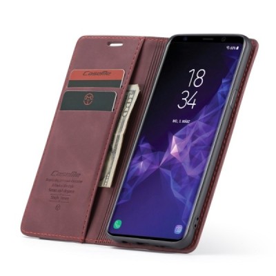 Samsung Galaxy S9+ (G965) CaseMe Retro solidus atverčiamas bordo odinis dėklas - knygutė | Priedai.lt
