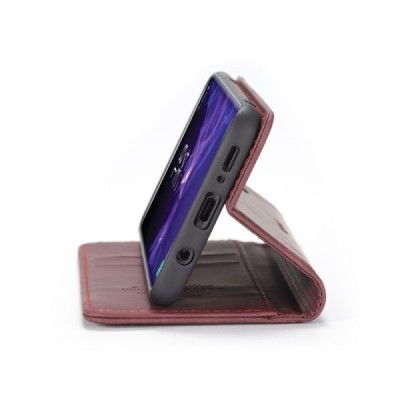 Samsung Galaxy S9+ (G965) CaseMe Retro solidus atverčiamas bordo odinis dėklas - knygutė | Priedai.lt