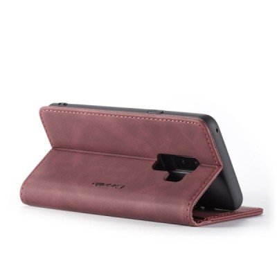 Samsung Galaxy S9+ (G965) CaseMe Retro solidus atverčiamas bordo odinis dėklas - knygutė | Priedai.lt