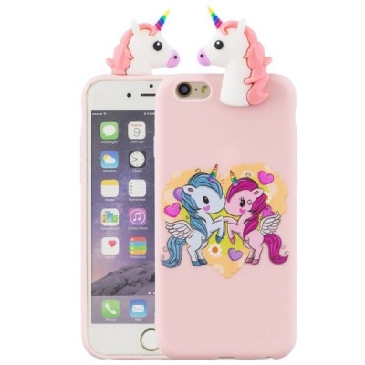Apple iPhone 6 (6s) „Squezy“ Two Unicorns kieto silikono TPU rožinis dėklas - nugarėlė | Priedai.lt