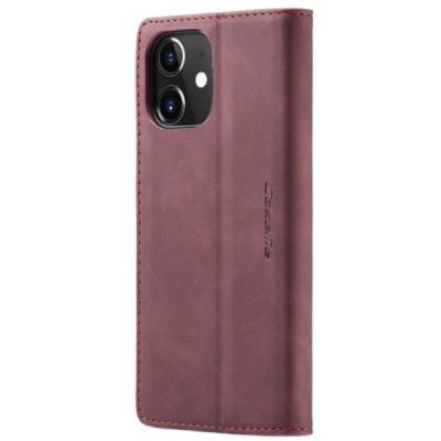 Apple iPhone 12 Mini CaseMe Retro solidus atverčiamas bordo odinis dėklas - knygutė | Priedai.lt