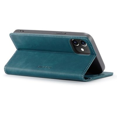 Apple iPhone 12 Mini CaseMe Retro solidus atverčiamas žalias odinis dėklas - knygutė | Priedai.lt