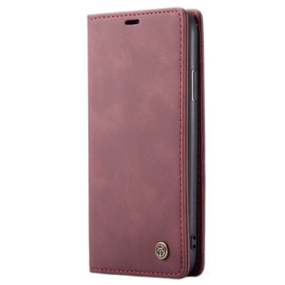 Apple iPhone 11 CaseMe Retro solidus atverčiamas bordo odinis dėklas - knygutė | Priedai.lt
