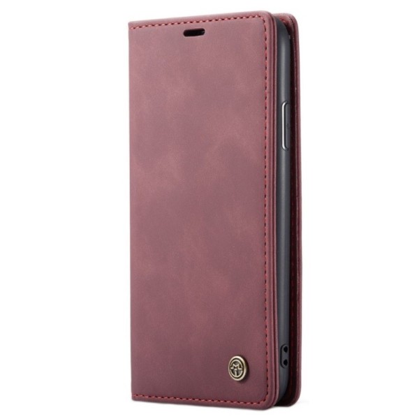 „CaseMe“ Retro solidus atverčiamas dėklas - bordo (iPhone 11)