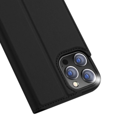 „Dux Ducis“ Skin serijos Apple iPhone 12 Pro Max juodas odinis atverčiamas dėklas | Priedai.lt