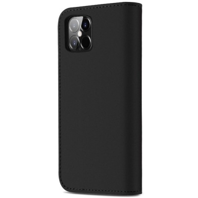 „Dux Ducis“ Wish serijos Apple iPhone 12 Pro Max juodas odinis atverčiamas dėklas | Priedai.lt