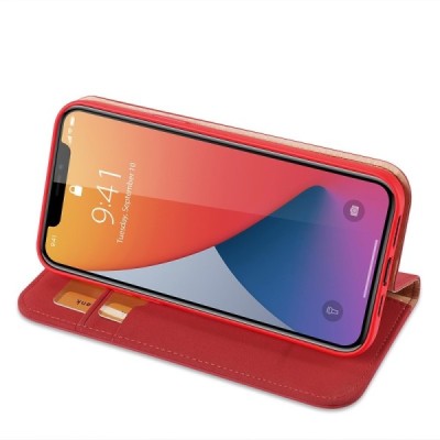 „Dux Ducis“ Wish serijos Apple iPhone 12 Mini raudonas odinis atverčiamas dėklas | Priedai.lt