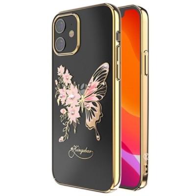 Apple iPhone 12 Mini Kingxbar Crystal  Wings Swarovski plastikinis skaidrus permatomas auksinis dėklas su kristalais | Priedai.l