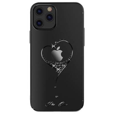 Apple iPhone 12 Pro Max Kingxbar Crystal  Love Swarovski plastikinis skaidrus permatomas juodas dėklas su kristalais | Priedai.l
