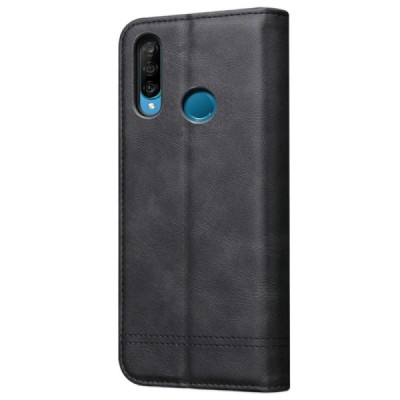 Deluxe atverčiamas juodas odinis Huawei P30 Lite dėklas - knygutė | Priedai.lt