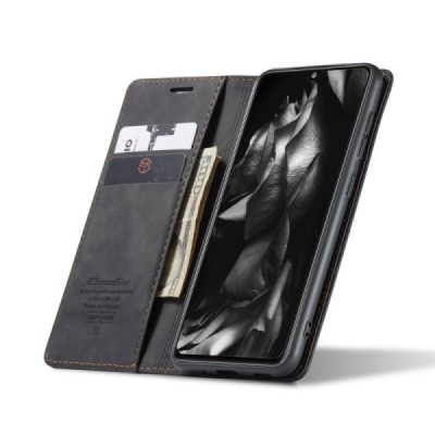 Samsung Galaxy A51 (A515F) CaseMe Retro solidus atverčiamas juodas odinis dėklas - knygutė | Priedai.lt