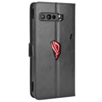 Asus Rog Phone 3 (ZS661KS) atverčiamas juodas odinis retro dėklas - piniginė | Priedai.lt