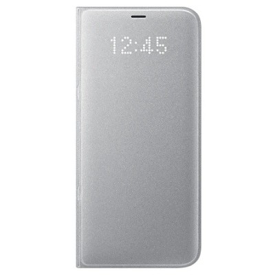 Samsung Galaxy S8+ (G955) originalus Led View Cover atverčiamas sidabrinis odinis dėklas - piniginė | Priedai.lt