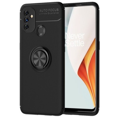 OnePlus Nord N100 „FOCUS“ Kickstand kieto silikono TPU juodas dėklas - nugarėlė | Priedai.lt