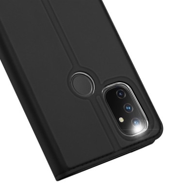 „Dux Ducis“ Skin serijos OnePlus Nord N100 juodas odinis atverčiamas dėklas | Priedai.lt