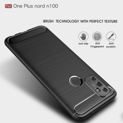 OnePlus Nord N100 Carbon kieto silikono TPU juodas dėklas - nugarėlė | Priedai.lt