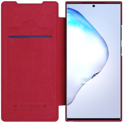 Samsung Galaxy Note 20 Ultra (N986F) prabangus Nillkin Qin serijos raudonas odinis atverčiamas dėklas - knygutė | Priedai.lt