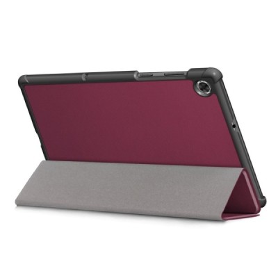 Lenovo Tab M10 10.1" HD Gen 2 (TB-X306F, X306X) atverčiamas bordo odinis dėklas (sulankstomas) | Priedai.lt