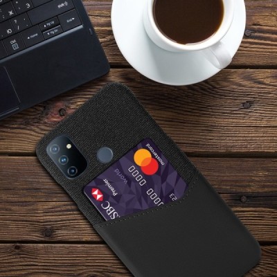 „KSQ“ Shell OnePlus Nord N100 juodas odinis dėklas - nugarėlė su kišenėle kortelėms | Priedai.lt