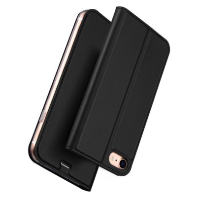 „Dux Ducis“ Skin serijos Apple iPhone SE 2020 (iPhone 7, 8) juodas odinis atverčiamas dėklas | Priedai.lt