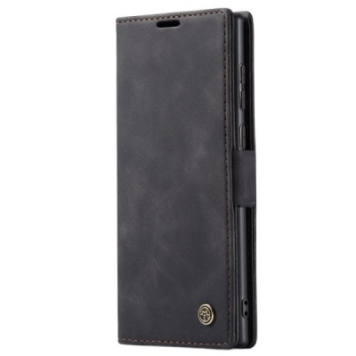 Samsung Galaxy Note 20 Ultra (N986F) CaseMe Retro solidus atverčiamas juodas odinis dėklas - knygutė | Priedai.lt