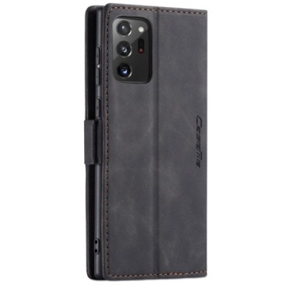 Samsung Galaxy Note 20 Ultra (N986F) CaseMe Retro solidus atverčiamas juodas odinis dėklas - knygutė | Priedai.lt