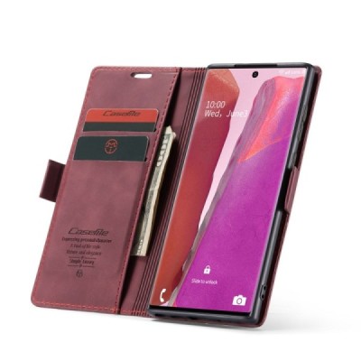 Samsung Galaxy Note 20 Ultra (N986F) CaseMe Retro solidus atverčiamas bordo odinis dėklas - knygutė | Priedai.lt