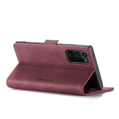 Samsung Galaxy Note 20 Ultra (N986F) CaseMe Retro solidus atverčiamas bordo odinis dėklas - knygutė | Priedai.lt