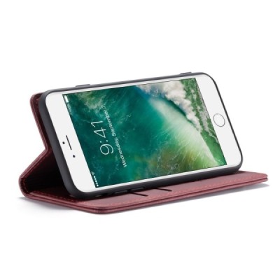 Apple iPhone SE 2020 (iPhone 7, 8) CaseMe Retro solidus atverčiamas bordo odinis dėklas - knygutė | Priedai.lt