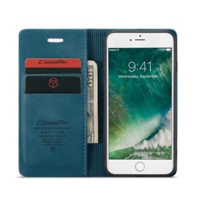 Apple iPhone SE 2020 (iPhone 6, 6s, 7, 8) CaseMe Retro solidus atverčiamas žalias odinis dėklas - knygutė | Priedai.lt