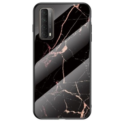 Huawei P smart 2021 „Marble“ kieto silikono TPU juodas / auksinis dėklas - nugarėlė | Priedai.lt