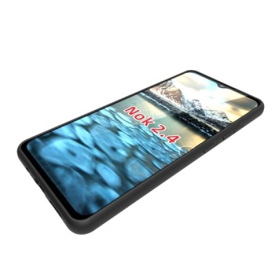 Nokia 2.4 juodas kieto silikono TPU ploniausias pasaulyje dėklas - nugarėlė | Priedai.lt