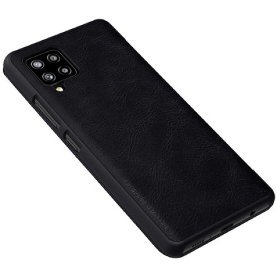 Prabangus „Nillkin“ Qin serijos juodas odinis atverčiamas Samsung Galaxy A42 5G dėklas | Priedai.lt