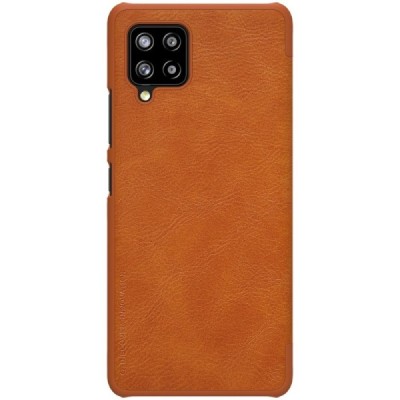 Prabangus „Nillkin“ Qin serijos rudos odinis atverčiamas Samsung Galaxy A42 5G dėklas | Priedai.lt
