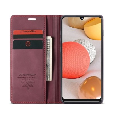 Samsung Galaxy A42 5G CaseMe Retro solidus atverčiamas bordo odinis dėklas - knygutė | Priedai.lt